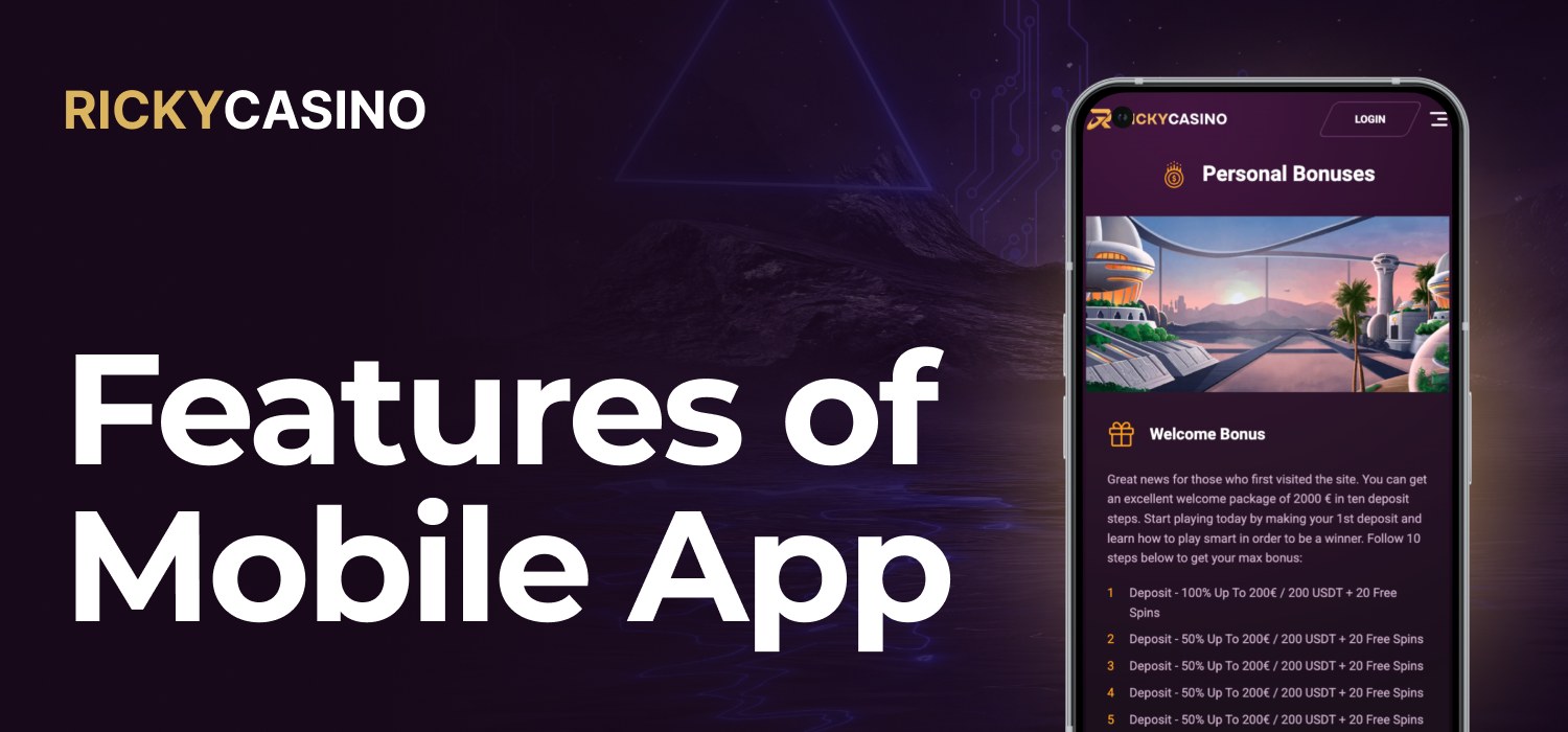features in ricky casino application